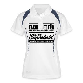 Superheld Fachkraft Kreislauf und Abfallwirtschaft - Frauen Polo atmungsaktiv - Weiß/Navy - Vorne