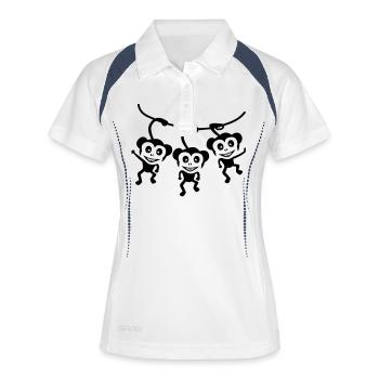 Affenschaukel - Frauen Polo atmungsaktiv - Weiß/Navy - Vorne