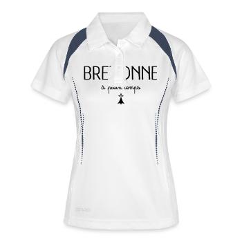 Bretonne à Plein Temps - Polo respirant Femme - blanc/marine - Devant