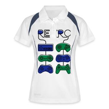 Retro Gaming - Frauen Polo atmungsaktiv - Weiß/Navy - Vorne