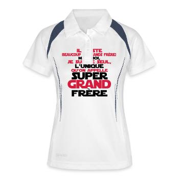 super grand frère le seul - Polo respirant Femme - blanc/marine - Devant