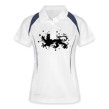 Lion normand león leopardo Löwe encre taches - Polo respirant Femme - blanc/marine - Devant