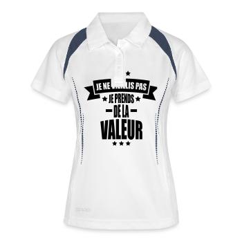 je ne vieillis pas je prends de la valeur - Polo respirant Femme - blanc/marine - Devant