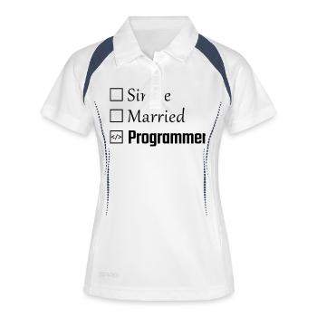 Single, verheiratet, Programmierer - Frauen Polo atmungsaktiv - Weiß/Navy - Vorne