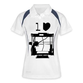 I love 3d printing - Frauen Polo atmungsaktiv - Weiß/Navy - Vorne