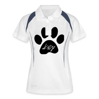Katzen Pfoten Logo als Geschenkidee - Frauen Polo atmungsaktiv - Weiß/Navy - Vorne