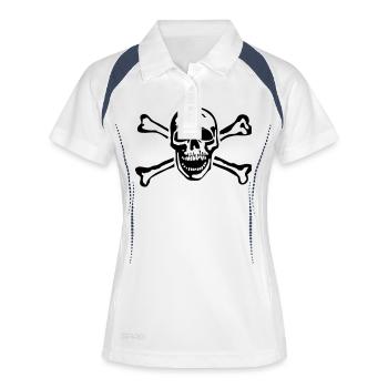 totenkopf__f1 - Frauen Polo atmungsaktiv - Weiß/Navy - Vorne