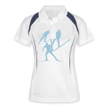 Nordische Kombination Ski-Gruppe1 - Frauen Polo atmungsaktiv - Weiß/Navy - Vorne