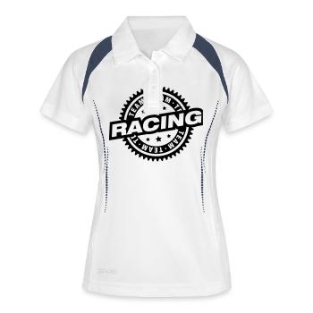 racing_team_logo_ty1 - Frauen Polo atmungsaktiv - Weiß/Navy - Vorne