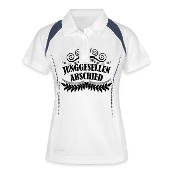 junggesellenabschied - Frauen Polo atmungsaktiv - Weiß/Navy - Vorne