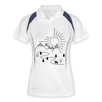 ausreiten - Frauen Polo atmungsaktiv - Weiß/Navy - Vorne