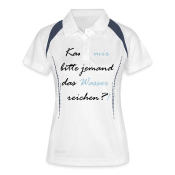 Kann mir bitte jemand das Wasser reichen?! - Frauen Polo atmungsaktiv - Weiß/Navy - Vorne