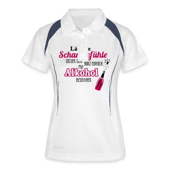 Alkohol - Spruch - Sekt - Prosecco - Party - 2C - Frauen Polo atmungsaktiv - Weiß/Navy - Vorne