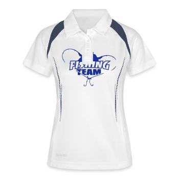 fishing_team2 - Frauen Polo atmungsaktiv - Weiß/Navy - Vorne
