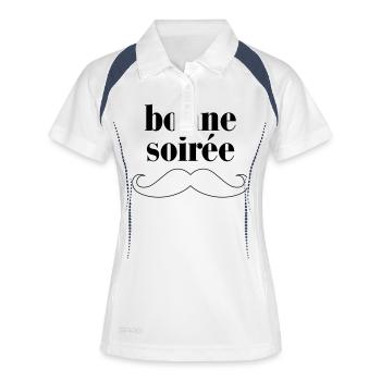 Bonne Soiree - Moustache - Frauen Polo atmungsaktiv - Weiß/Navy - Vorne