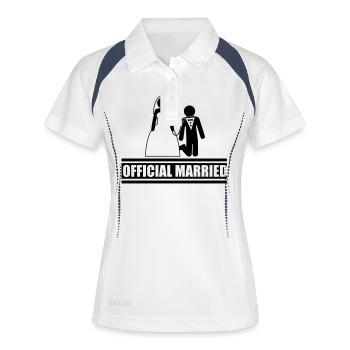 Marié officiel Pris en laisse courte drôle - Polo respirant Femme - blanc/marine - Devant