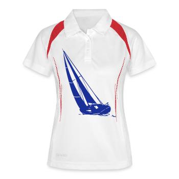 segelboot - segeln - sailing - sailor - maritim - Frauen Polo atmungsaktiv - Weiß/Navy - Vorne