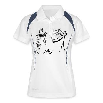 Barista - Frauen Polo atmungsaktiv - Weiß/Navy - Vorne