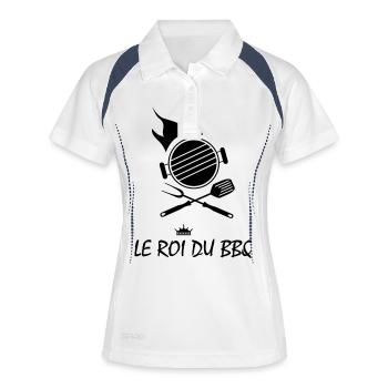 roi bbq barbecue grillade - Polo respirant Femme - blanc/marine - Devant