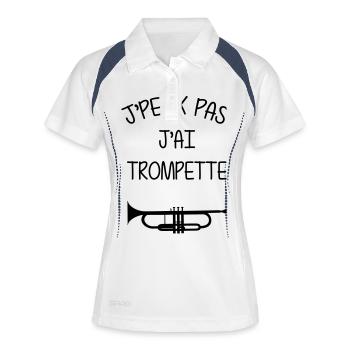 Trompette / Trompettiste / Instrument de Musique - Polo respirant Femme - blanc/marine - Devant