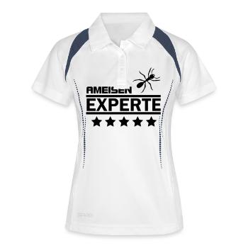 ameisen experte - Frauen Polo atmungsaktiv - Weiß/Navy - Vorne