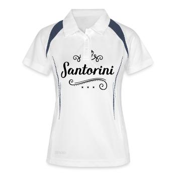 santorini logo - Frauen Polo atmungsaktiv - Weiß/Navy - Vorne