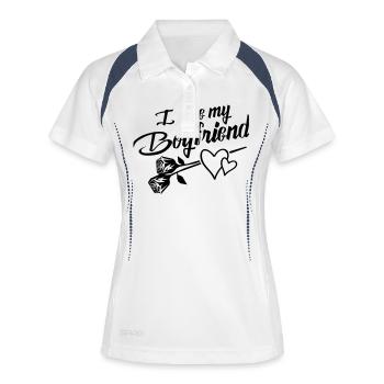 i love my boyfriend design - Frauen Polo atmungsaktiv - Weiß/Navy - Vorne