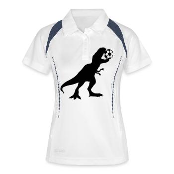 soccer morsure sport club jouer silhouette contour - Polo respirant Femme - blanc/marine - Devant