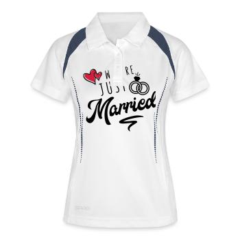 we are just married - Frauen Polo atmungsaktiv - Weiß/Navy - Vorne