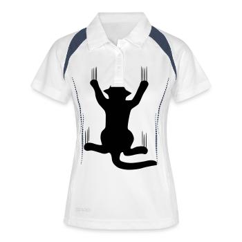Chat Scratchy gratter animaux drôles de chat kitty - Polo respirant Femme - blanc/marine - Devant