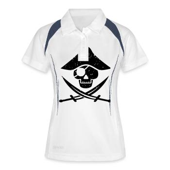 Pirates, Skulls, Bones, Vintage, Halloween, Gifts - Frauen Polo atmungsaktiv - Weiß/Navy - Vorne