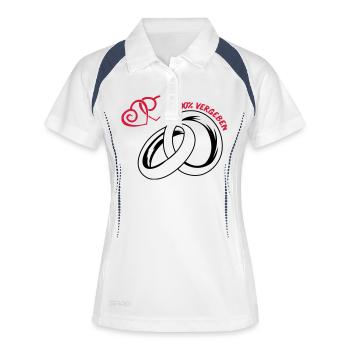 100_vergeben_eheringe_02 - Frauen Polo atmungsaktiv - Weiß/Navy - Vorne