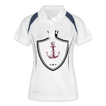 Ancre d’armoiries - Polo respirant Femme - blanc/marine - Devant