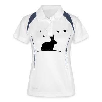 hase sterne - Frauen Polo atmungsaktiv - Weiß/Navy - Vorne