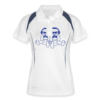 Babys Coole 2 DJ Süße Kleinkinder Team Brüder Crew - Frauen Polo atmungsaktiv - Weiß/Navy - Vorne