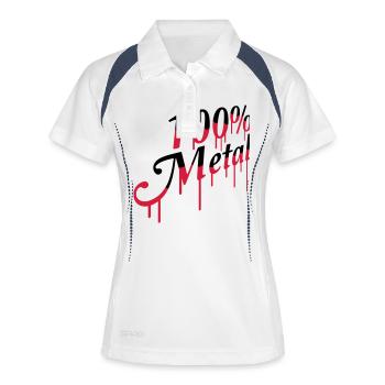 100 % Prozent Metal Musik Stempel Graffiti Tropfen - Frauen Polo atmungsaktiv - Weiß/Navy - Vorne