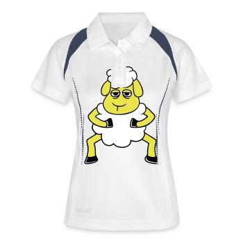 sheep tired bored look sheep stands cute - Women's Polo breathable - white/navy - Front