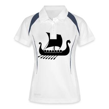 wikinger schiff - Frauen Polo atmungsaktiv - Weiß/Navy - Vorne