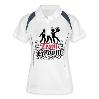 Team Groom Hochzeit Lustig - Frauen Polo atmungsaktiv - Weiß/Navy - Vorne
