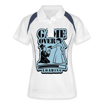 Hochzeit Game Over Loading - Frauen Polo atmungsaktiv - Weiß/Navy - Vorne