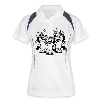 Einhorn Feiern Team - Frauen Polo atmungsaktiv - Weiß/Navy - Vorne