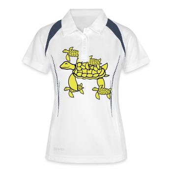 5 Tortues d’eau Enfants Maman Mère Père Papa - Polo respirant Femme - blanc/marine - Devant