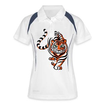 Tiger - Frauen Polo atmungsaktiv - Weiß/Navy - Vorne