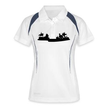 Hannover // Skyline // Silhouette // Skylineshirt - Frauen Polo atmungsaktiv - Weiß/Navy - Vorne