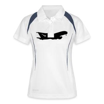 Avion, grand, passager, avion, voler, pilote - Polo respirant Femme - blanc/marine - Devant
