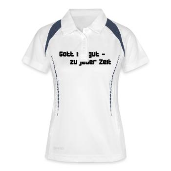 Spruch - Frauen Polo atmungsaktiv - Weiß/Navy - Vorne