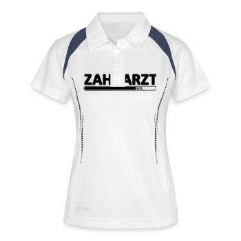 Zahnarzt // Zahnärztin // Zahnärzte // Zahnmedizin - Frauen Polo atmungsaktiv - Weiß/Navy - Vorne