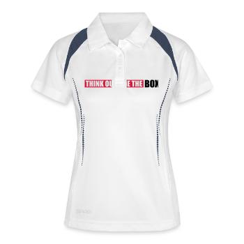 Spruch Außerhalb Denken - Frauen Polo atmungsaktiv - Weiß/Navy - Vorne