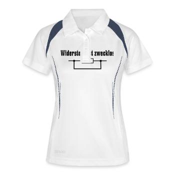 Widerstand ist zwecklos - Frauen Polo atmungsaktiv - Weiß/Navy - Vorne