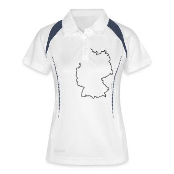 Deutschland - Frauen Polo atmungsaktiv - Weiß/Navy - Vorne